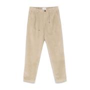 Beige Corduroy Broek met Trekkoord Tailleband MC2 Saint Barth , Beige ...