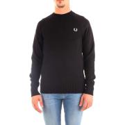 Contrast Textuur Ronde Hals Trui Fred Perry , Black , Heren