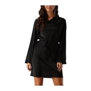 Zwarte Satijnen Elegante Jurk Neo Noir , Black , Dames