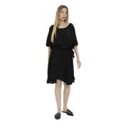 Korte Jurk met Ronde Hals Aspesi , Black , Dames