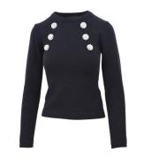 Slim Gebreide Crewneck Trui Gaëlle Paris , Black , Dames