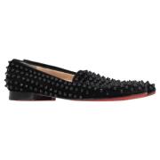 Pre-owned Suede flats Christian Louboutin Pre-owned , Black , Dames