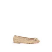 Raffia Ballerina met Strass Gesp Roger Vivier , Beige , Dames