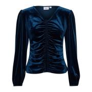 Elegante Hebasz Blouse met Gerimpeld Front Saint Tropez , Blue , Dames