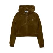 Velours hoodie met kristalversieringen Juicy Couture , Green , Dames