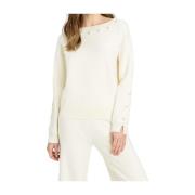 Gebreide top met parels Twinset , White , Dames