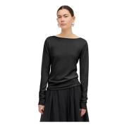 Kasjmier Boothals Gebreide Blouse Mark Kenly Domino Tan , Black , Dame...