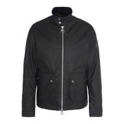 Zwarte gewaxte jas met metalen elementen Barbour , Black , Heren