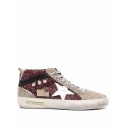 Glitter Ster Patch Sneakers Golden Goose , Red , Dames