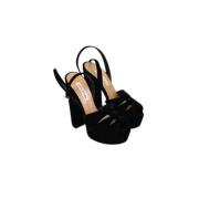 Pre-owned Fabric sandals Aquazzura Pre-owned , Black , Dames