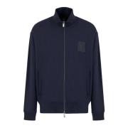 Blauwe Sweater met Hoge Hals, Lange Mouwen en Ritssluiting, Logo Arman...