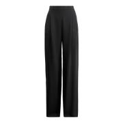 Hoge taille wollen broek met plooien Max Mara Studio , Black , Dames