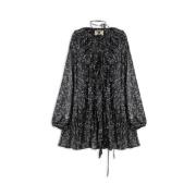 Georgette Jurk met Ballonmouwen en Sterrenprint Aniye By , Black , Dam...