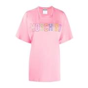 Multicolor geborduurd logo roze shirt Moschino , Pink , Dames