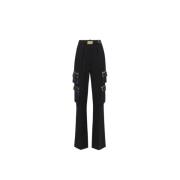 Zwarte rechte crêpe broek met zakken Elisabetta Franchi , Black , Dame...