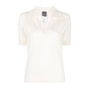 Casual Gebreide Polo Shirt in Wit Lorena Antoniazzi , White , Dames