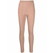 Monogram Beige Leggings Balmain , Beige , Dames