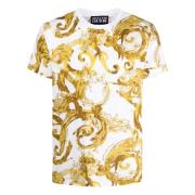 Barokprint Wit Katoenen T-shirt Versace Jeans Couture , Multicolor , H...