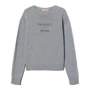 Kasjmier Wolmix Trui Twinset , Gray , Dames