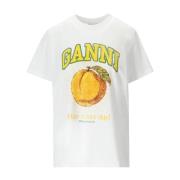 Relaxed Peach Wit T-Shirt Ganni , White , Dames