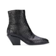 Elegante Zwarte Leren Enkellaarzen Giuseppe Zanotti , Black , Dames