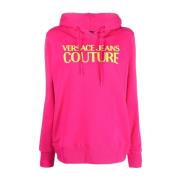 Roze Katoenen Hoodie voor Dames Versace Jeans Couture , Pink , Dames