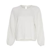 Gestructureerde witte blouse met ronde hals Moss Copenhagen , White , ...