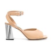 Elegante Beige Leren Sandalen Sergio Rossi , Beige , Dames