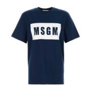 Stijlvol Navy Blue Katoenen T-shirt Msgm , Blue , Heren