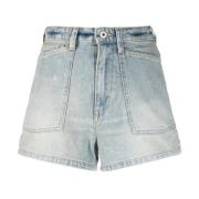 Blauwe Denim Casual Shorts Kenzo , Blue , Dames