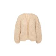 Mohair Structuren Bomber Cardigan Maiami , Beige , Dames