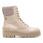 Beige Vetersluiting Enkellaarsje Tommy Hilfiger , Beige , Dames