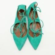 Pre-owned Suede flats Aquazzura Pre-owned , Green , Dames