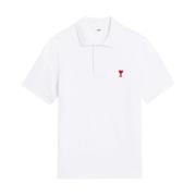 Witte Polo Shirt Ami Paris , White , Heren