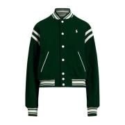 Fleece Baseball Jack Polo Ralph Lauren , Green , Dames