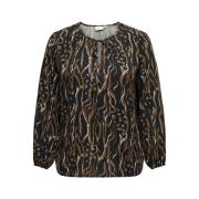 Dierenprint Longsleeve Top Only Carmakoma , Brown , Dames