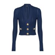 V-hals Cropped Vest Balmain , Blue , Dames