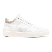 Casual Witte Sneakers Kalfsleer Suède Balmain , White , Heren