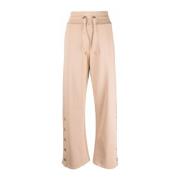 Beige Katoenen Knopzijde Sweatpants Balmain , Beige , Dames