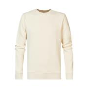 Heren Ronde Hals Sweater in Ecru Petrol , Beige , Heren