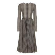 Grijze Geruite Jurk met Lange Mouwen Dolce & Gabbana , Gray , Dames