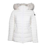 Witte Gewatteerde Nylon Donsjas met Bontkraag Peuterey , White , Dames