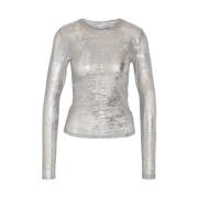 Mesh Top Ghost Gray/Silver Foil Noisy May , Gray , Dames