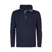 Heren Gebreide Kraag in Blauw Petrol , Blue , Heren