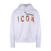 Gedrukte Logo Hoodie Dsquared2 , White , Heren