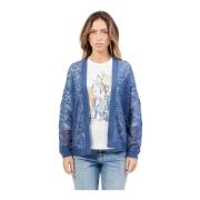 Blauwe Geborduurde Cardigan Sweater Gerry Weber , Blue , Dames