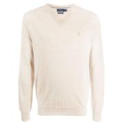 Merino Wol V-Hals Trui Haver Heather Polo Ralph Lauren , Beige , Dames