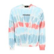 Logo Print Tie-Dye Sweatshirt Dsquared2 , Blue , Heren