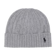 Grijze Wollen Vlecht Beanie Polo Ralph Lauren , Gray , Heren