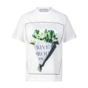 Katoenen T-shirt met Modern Print Bastille , White , Dames